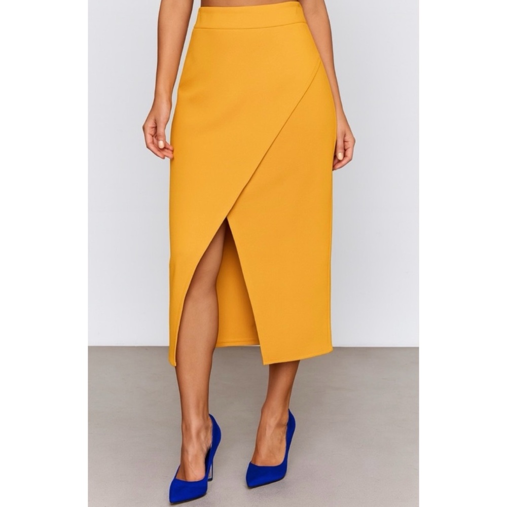 Gabrielle Union for NY&C Mustard Faux Wrap Pencil Skirt - Size Small - Picture 11 of 11